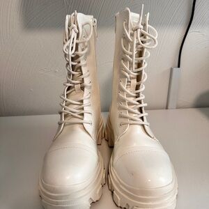White Combat Boots